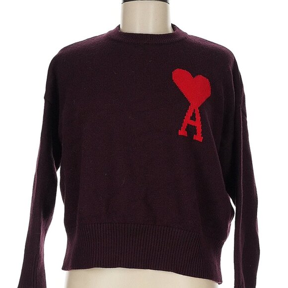 Ami Paris Ami de Couer Big Heart Intarsia Wool Sweater Small